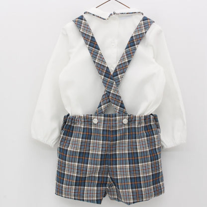 *SALE* FOQUE Baby Boys Petrol Blue Tartan Shorts Set "2324130"