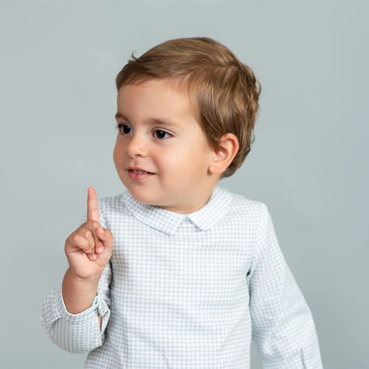 *SALE* FOQUE Baby Boys Sky Blue Checked Cotton-Viscose Shirt "2425234"