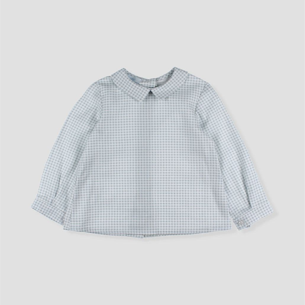 *SALE* FOQUE Baby Boys Sky Blue Checked Cotton-Viscose Shirt "2425234"