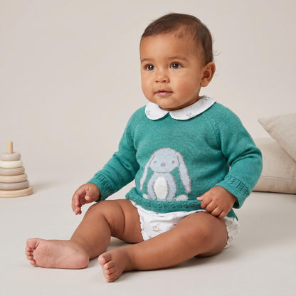 *SALE* FOQUE Baby Boys Verde Menta Bunny Knit & Cotton Set "2424214"