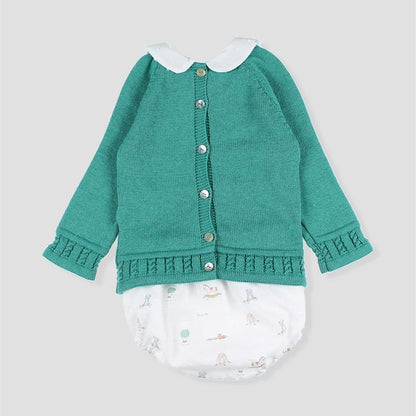 *SALE* FOQUE Baby Boys Verde Menta Bunny Knit & Cotton Set "2424214"