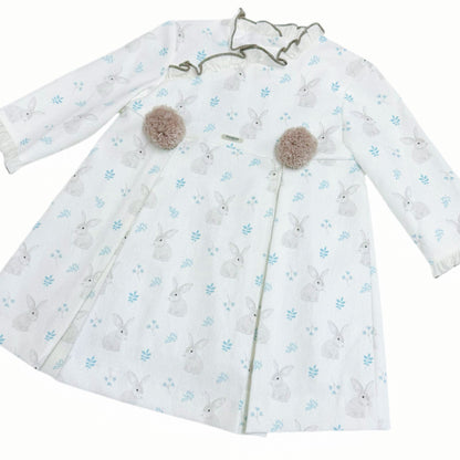 *SALE* FOQUE Baby Girl Ivory Needlecord Bunny Dress "2325115"