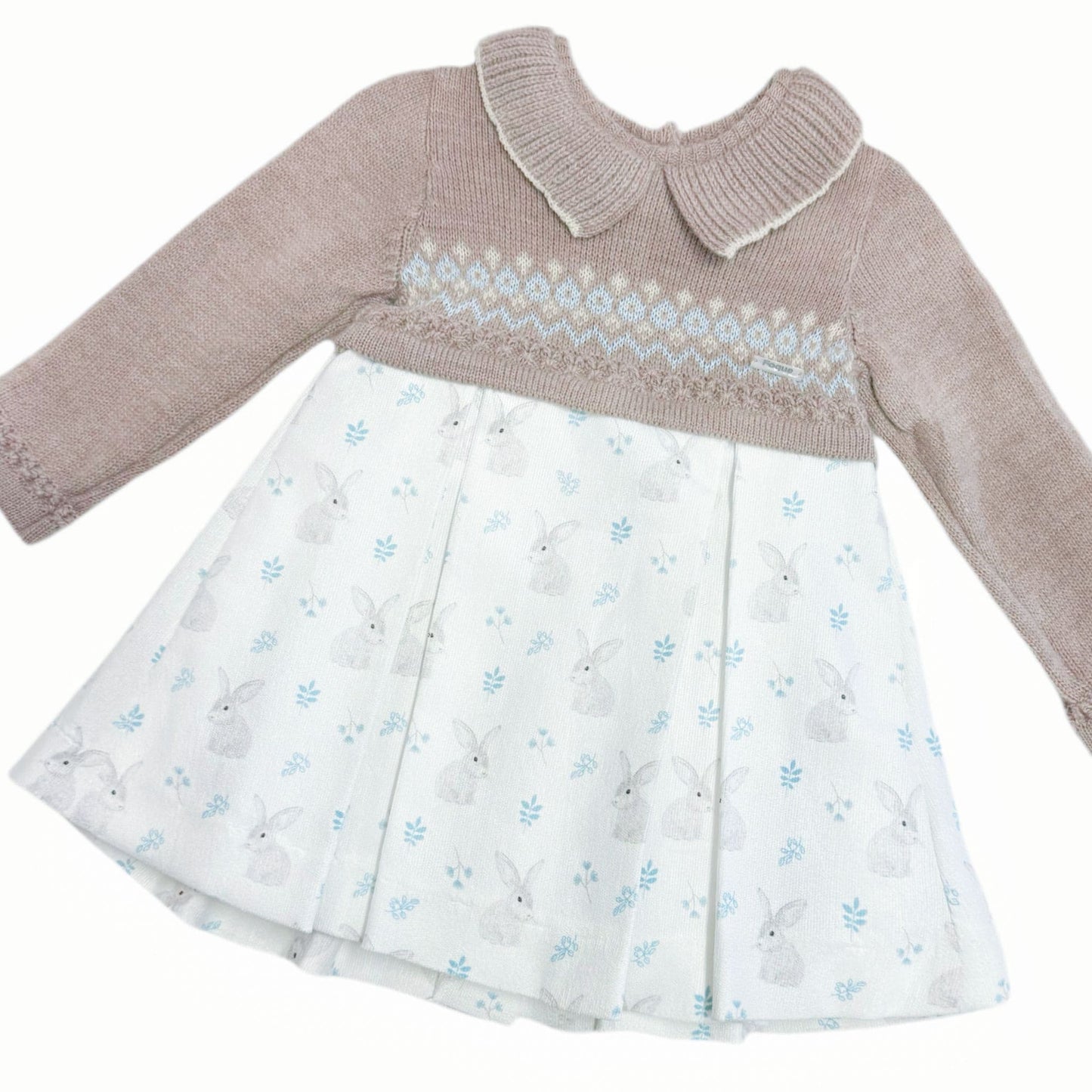 *SALE* FOQUE Baby Girl Taupe Knitted Top Dress Bunny Print "2325111"