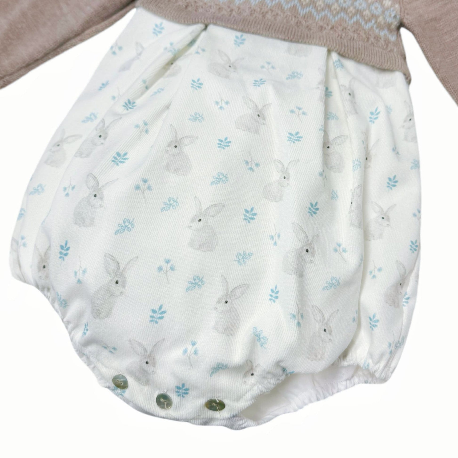 *SALE* FOQUE Baby Girl Taupe with Ivory Needlecord Romper "2325112"