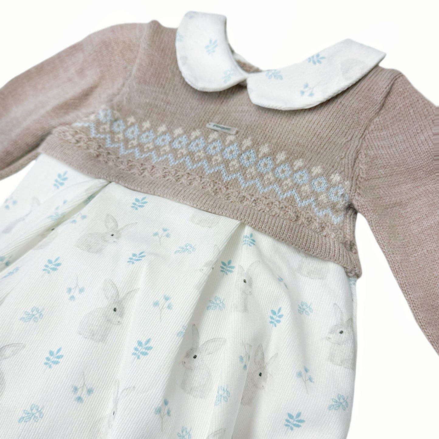 *SALE* FOQUE Baby Girl Taupe with Ivory Needlecord Romper "2325112"