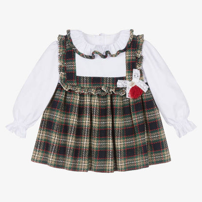 *SALE* FOQUE Baby Girls Blue and Green Cotton Tartan Dress "2325136"