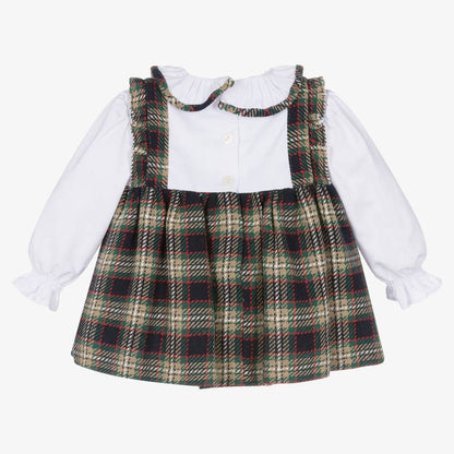 *SALE* FOQUE Baby Girls Blue and Green Cotton Tartan Dress "2325136"