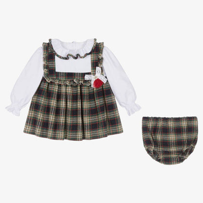 *SALE* FOQUE Baby Girls Blue and Green Cotton Tartan Dress "2325136"