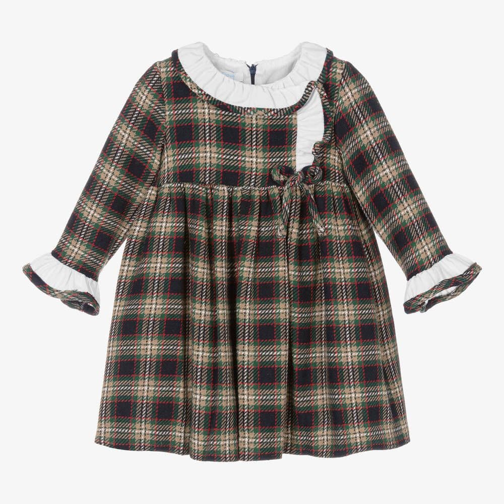 *SALE* FOQUE Baby Girls Blue and Green Cotton Tartan Dress "2325138"