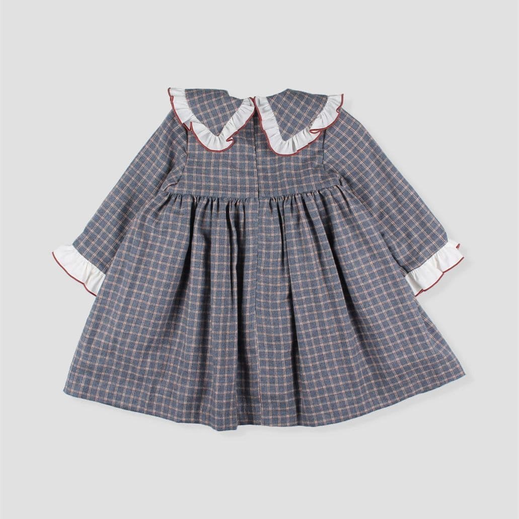 *SALE* FOQUE Baby Girls Dark Grey Checked Cotton Dress "2425222"