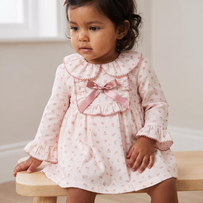 *SALE* FOQUE Baby Girls Light Pink Floral Cotton Dress & Bloomers Set "2425219"
