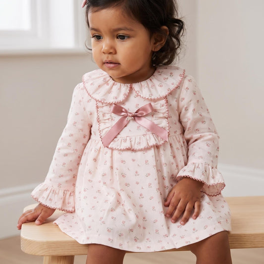 *SALE* FOQUE Baby Girls Light Pink Floral Cotton Dress & Bloomers Set "2425219"