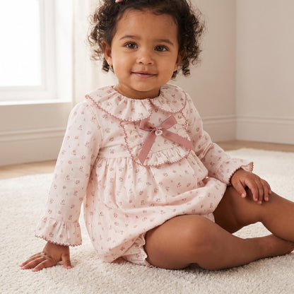 *SALE* FOQUE Baby Girls Light Pink Floral Cotton Dress & Bloomers Set "2425219"