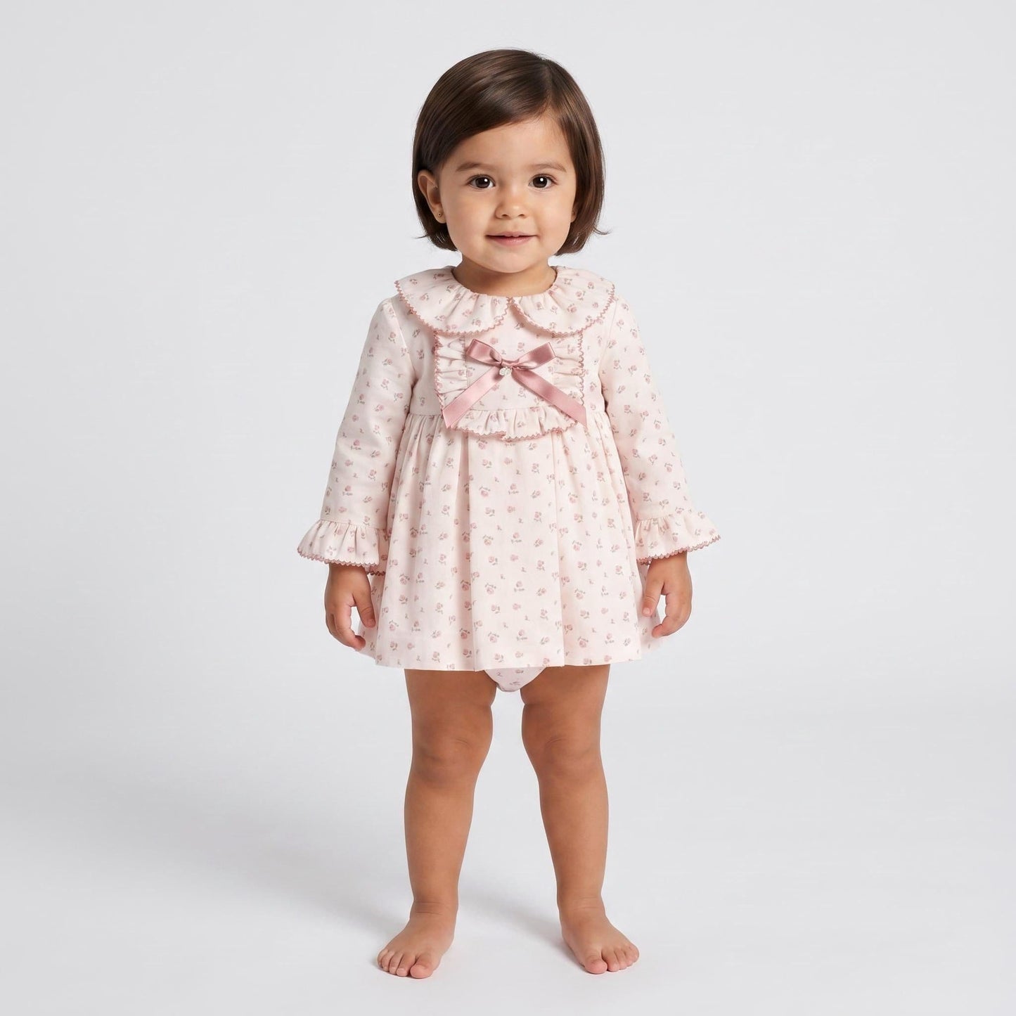 *SALE* FOQUE Baby Girls Light Pink Floral Cotton Dress & Bloomers Set "2425219"