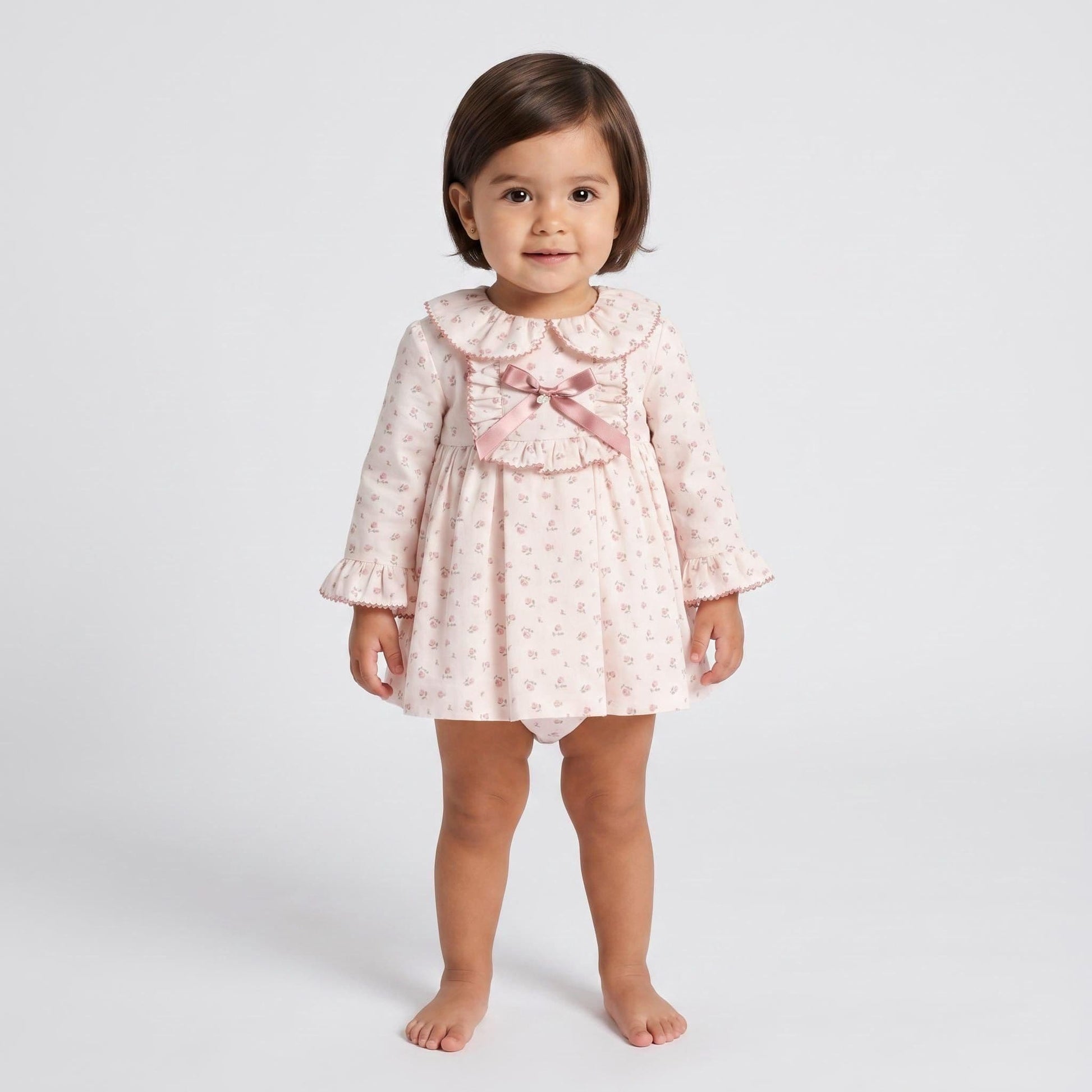 *SALE* FOQUE Baby Girls Light Pink Floral Cotton Dress & Bloomers Set "2425219"