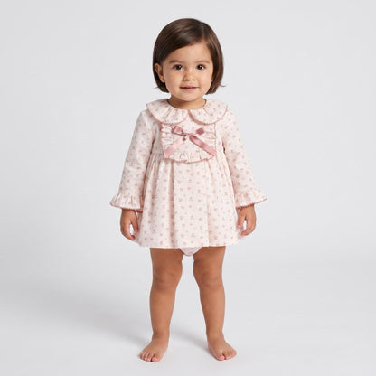 *SALE* FOQUE Baby Girls Light Pink Floral Cotton Dress & Bloomers Set "2425219"