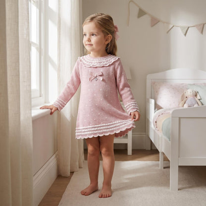*SALE* FOQUE Baby Girls Light Pink Knitted Dress 2421211