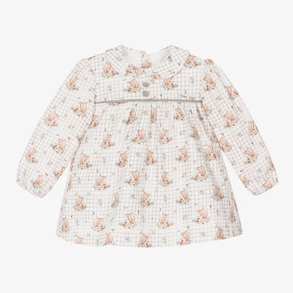 *SALE* FOQUE Baby Ivory and Grey Squirrel Print Dress with Pants "2325107"