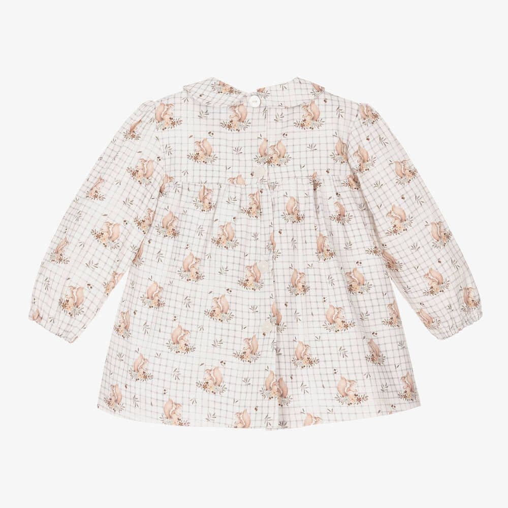 *SALE* FOQUE Baby Ivory and Grey Squirrel Print Dress with Pants "2325107"