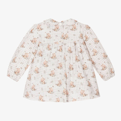 *SALE* FOQUE Baby Ivory and Grey Squirrel Print Dress with Pants "2325107"