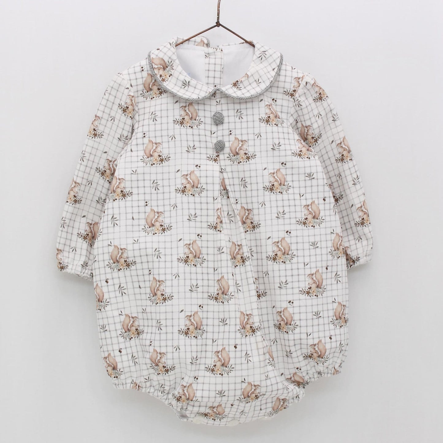 *SALE* FOQUE Baby Unisex Grey Squirrel Print Romper "2325106"