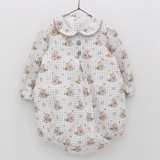 *SALE* FOQUE Baby Unisex Grey Squirrel Print Romper "2325106"