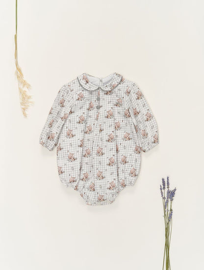 *SALE* FOQUE Baby Unisex Grey Squirrel Print Romper "2325106"