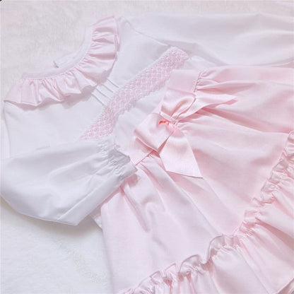 *SALE* Girls Pink Cotton Blouse with Skirt "MYD2360"