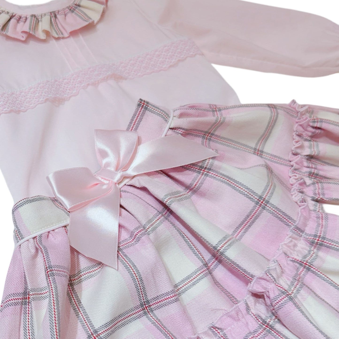 *SALE* Girls Pink Cotton Blouse with Tartan Skirt "MYD2369"