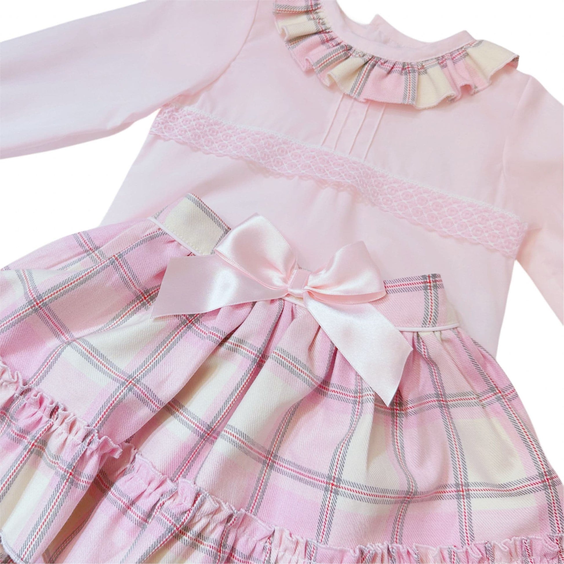 *SALE* Girls Pink Cotton Blouse with Tartan Skirt "MYD2369"