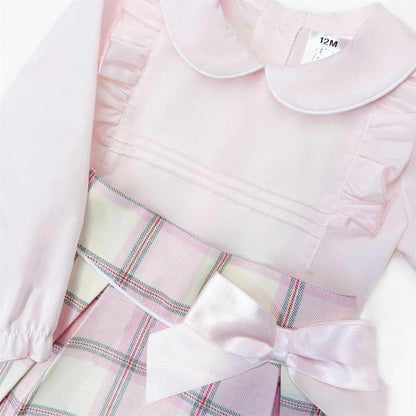 *SALE* Girls Pink Cotton Blouse with Tartan Skirt "MYD2370"