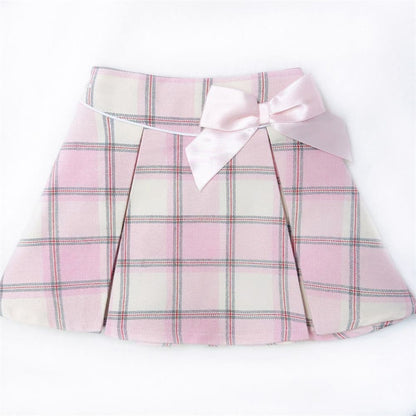 *SALE* Girls Pink Cotton Blouse with Tartan Skirt "MYD2370"
