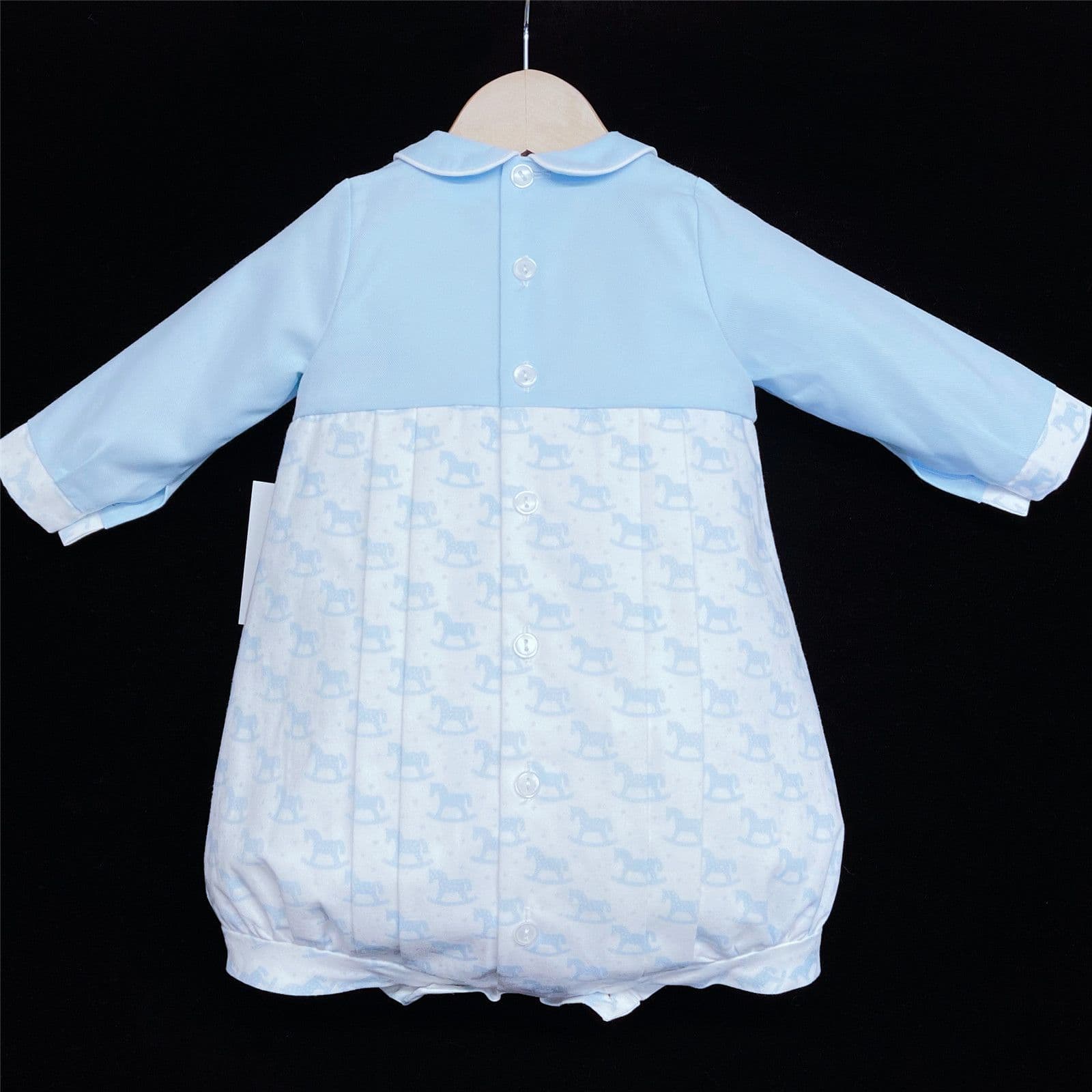 *SALE* Infant Boy Blue Rocking Horse Romper Onesie "LM150"