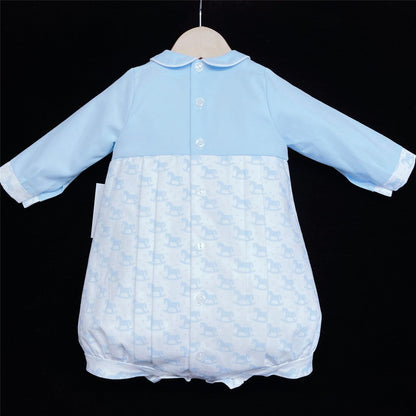 *SALE* Infant Boy Blue Rocking Horse Romper Onesie "LM150"