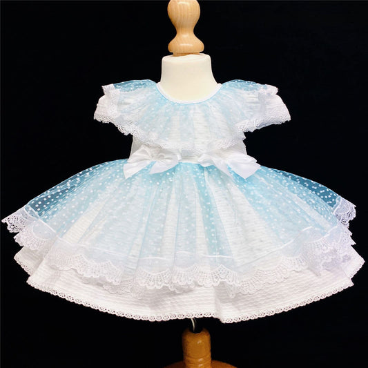 *SALE* Light Blue Puff Ball Lace Dress Romany Many Layers "2014"