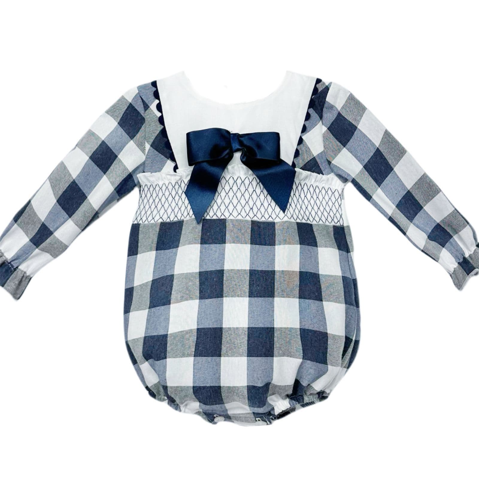 *SALE* Navy Checked Smokced Romper "MYDB2482"