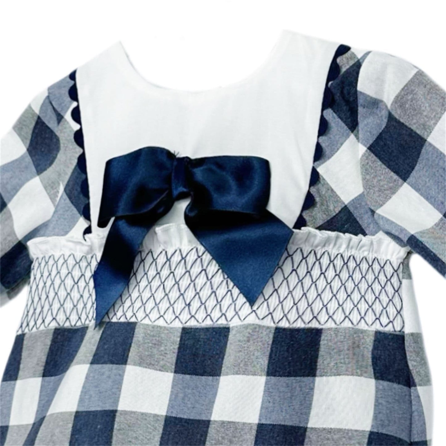 *SALE* Navy Checked Smokced Romper "MYDB2482"