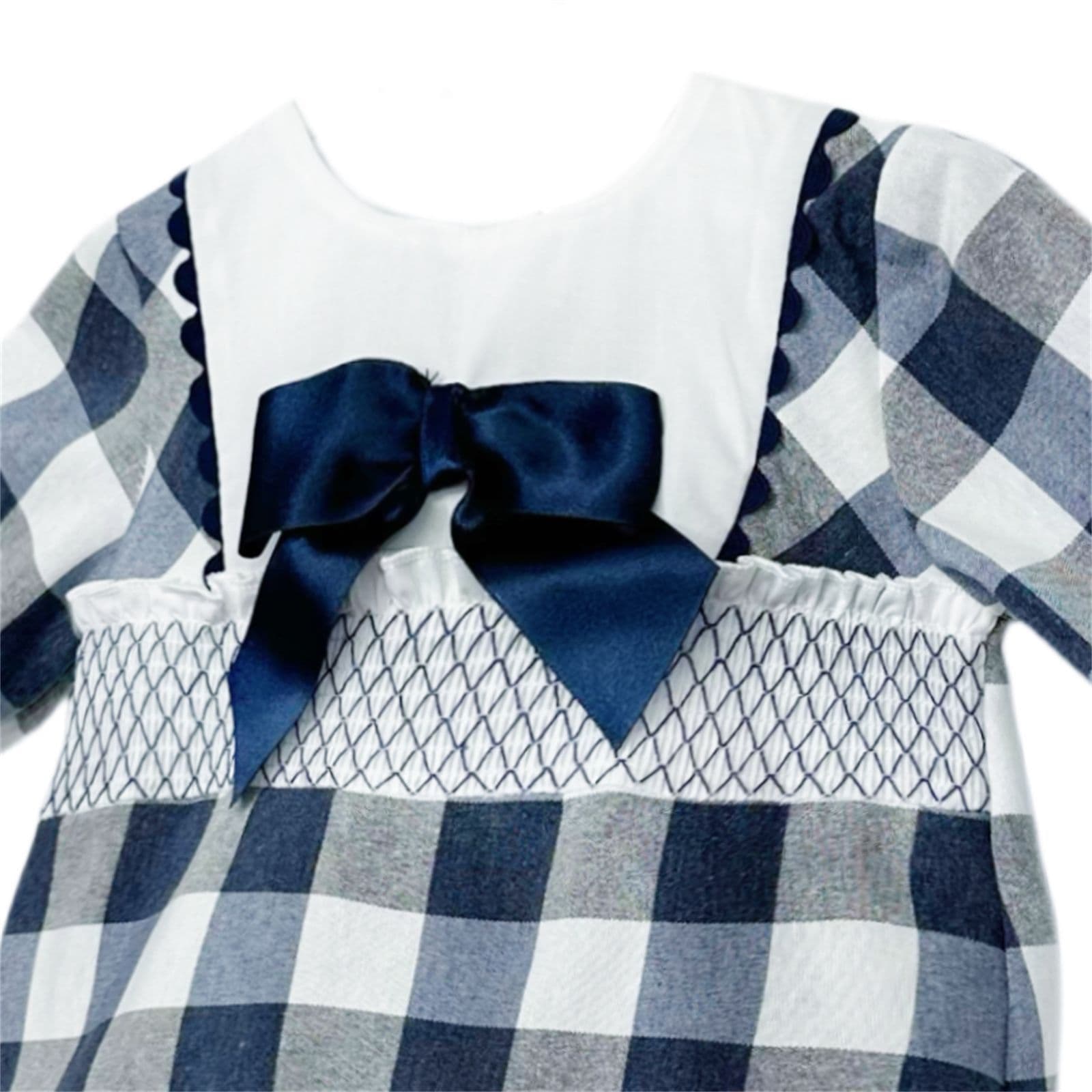 *SALE* Navy Checked Smokced Romper "MYDB2482"