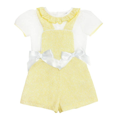 *SALE* Pale Yellow Floral Dungaree with Shirt "MYD2344Y"