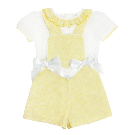 *SALE* Pale Yellow Floral Dungaree with Shirt "MYD2344Y"