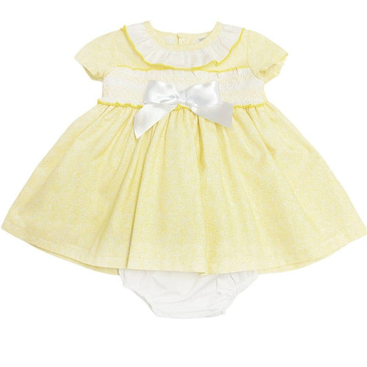 *SALE* Pale Yellow Floral Puff Ball Dress with Pants "MYD2343Y"