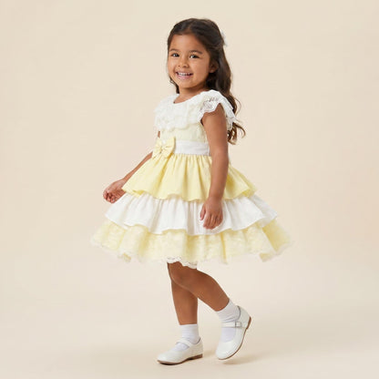 *SALE* Pale Yellow Puff Ball Lace Dress "2401 Yellow"