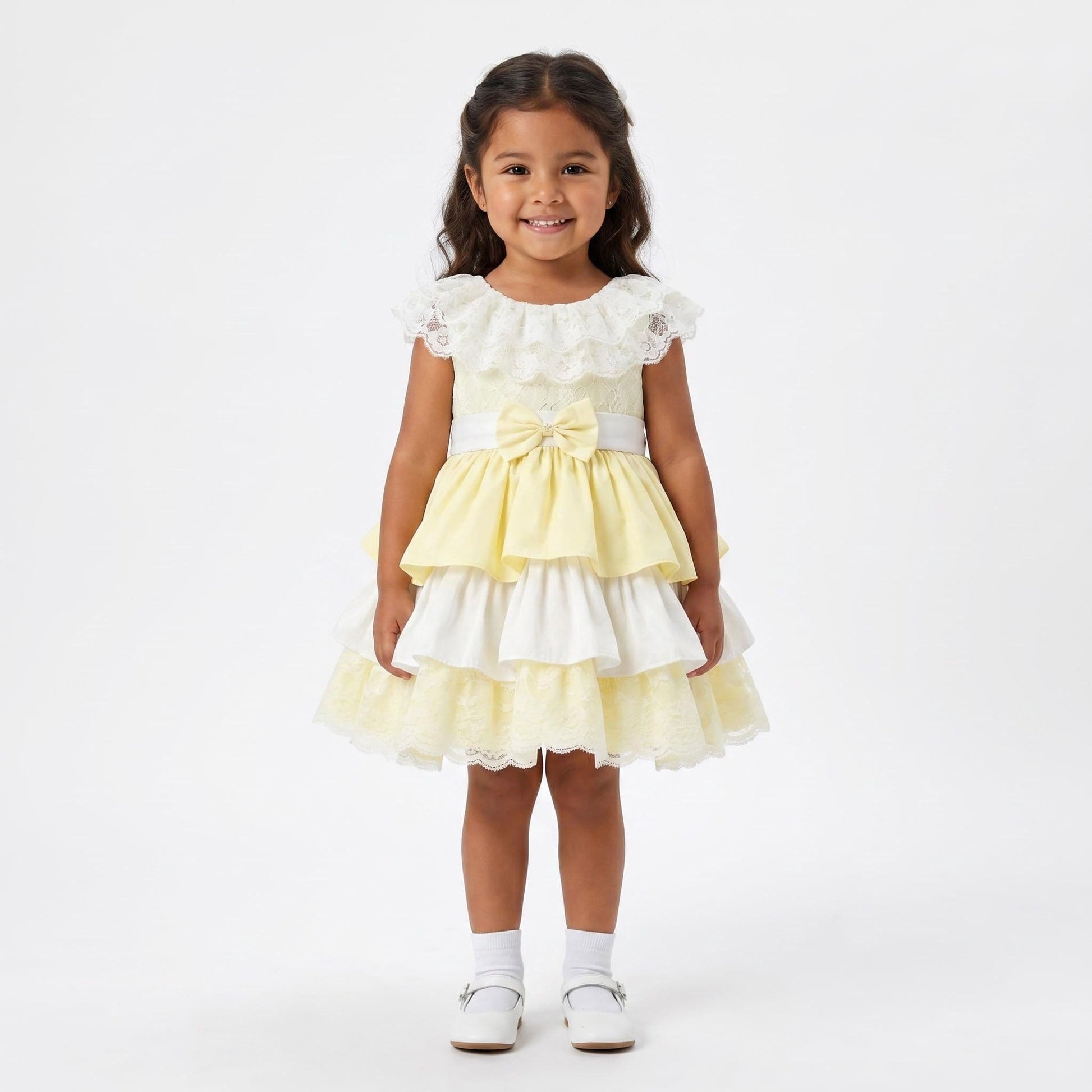 *SALE* Pale Yellow Puff Ball Lace Dress "2401 Yellow"