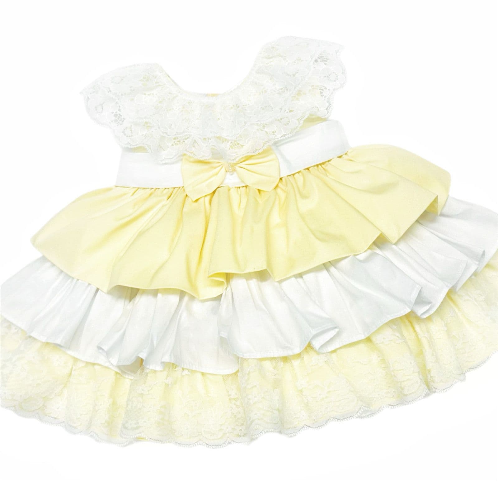 *SALE* Pale Yellow Puff Ball Lace Dress "2401 Yellow"