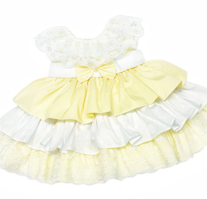 *SALE* Pale Yellow Puff Ball Lace Dress "2401 Yellow"