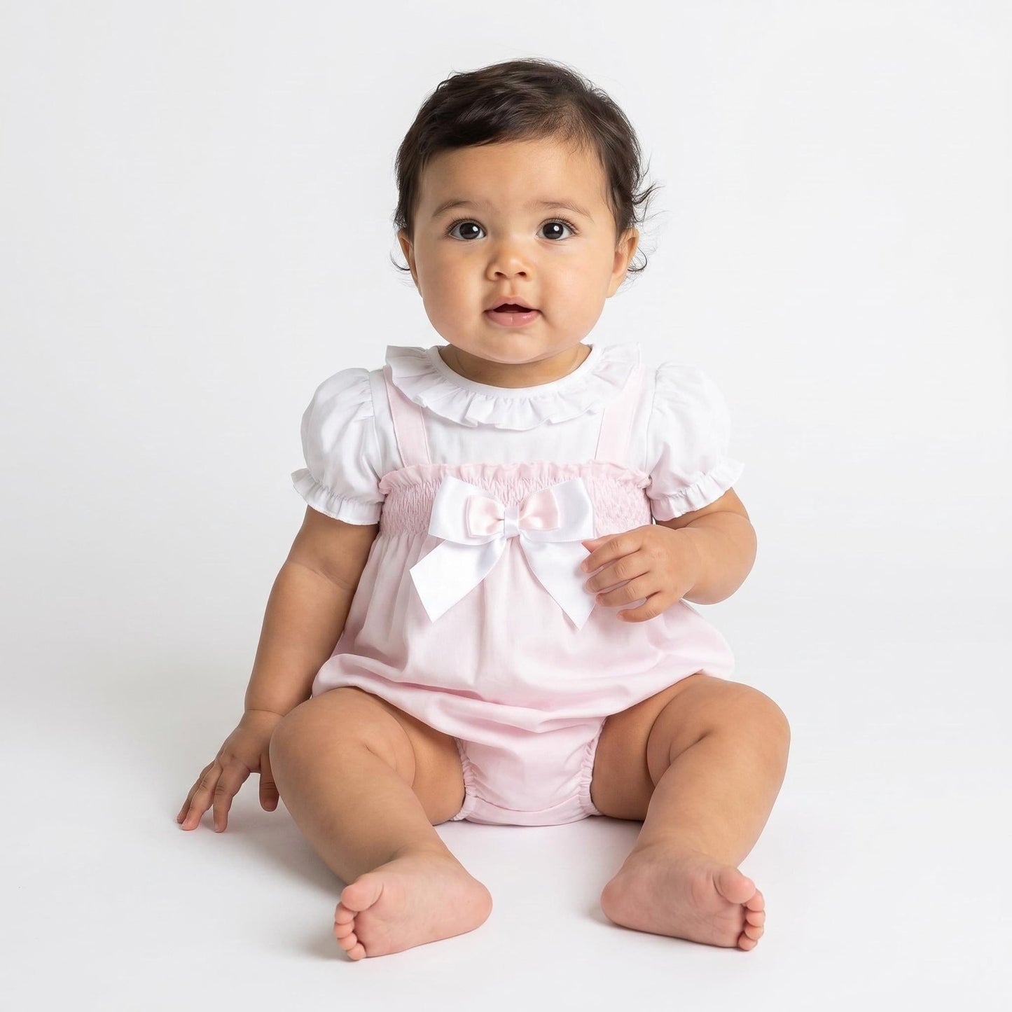 *SALE* Pink Cotton Smocked Romper with Shirt "MYD25006"