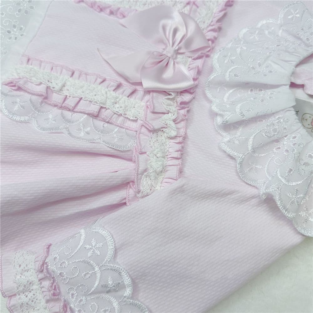 *SALE* Pink Frilly Lace Dress with Bloomer Set "2039 P"