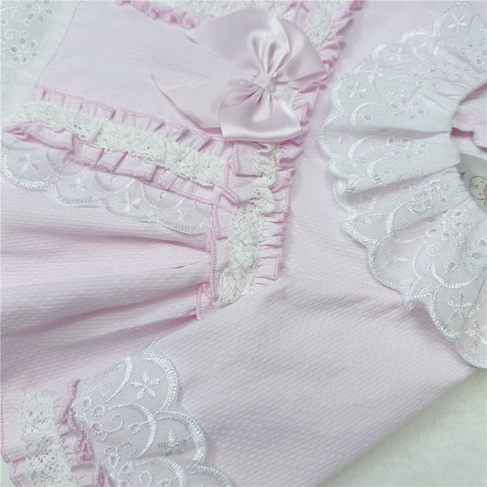 *SALE* Pink Frilly Lace Dress with Bloomer Set "2039 P"