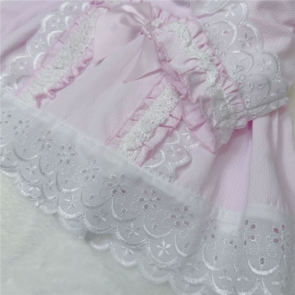 *SALE* Pink Frilly Lace Dress with Bloomer Set "2039 P"