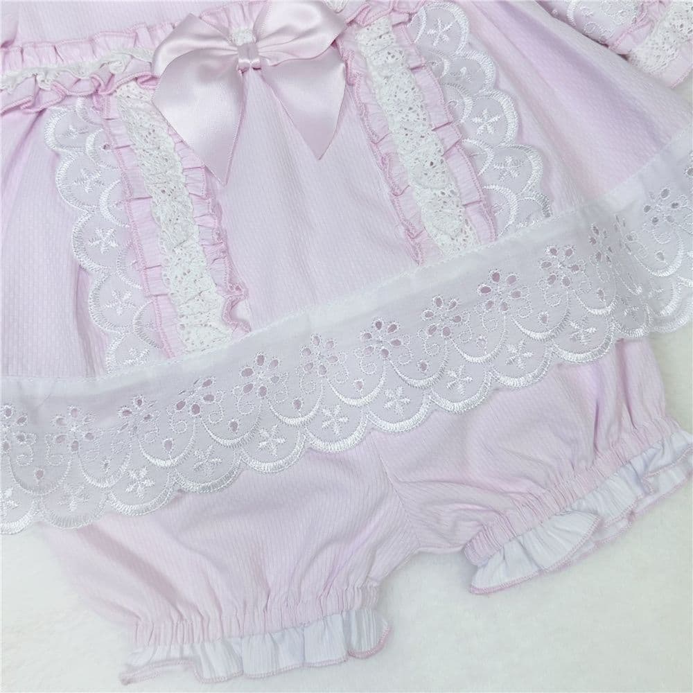 *SALE* Pink Frilly Lace Dress with Bloomer Set "2039 P"